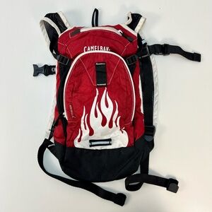 Camelbak Mini Mule Youth Hydration Backpack Red Flames Kids Hiking NO BLADDER